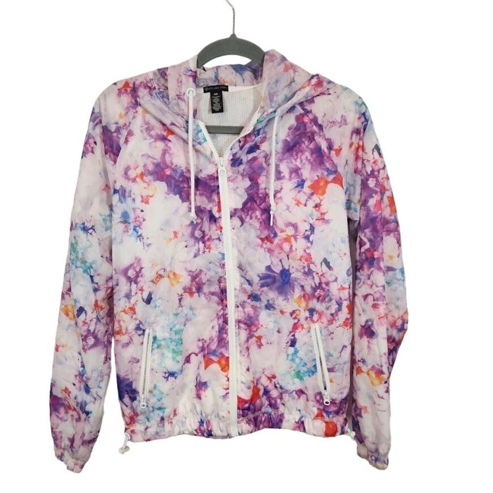 Live Love Dream Watercolor Floral Windbreaker Jacket in purple - Size Medium‎